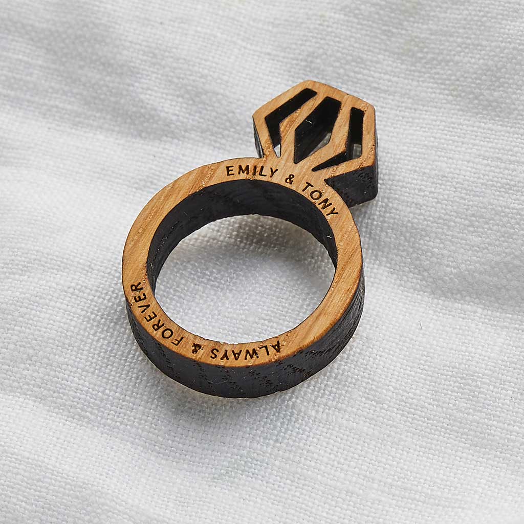 Personalised Wood Proposal Engagement Ring Create Gift Love