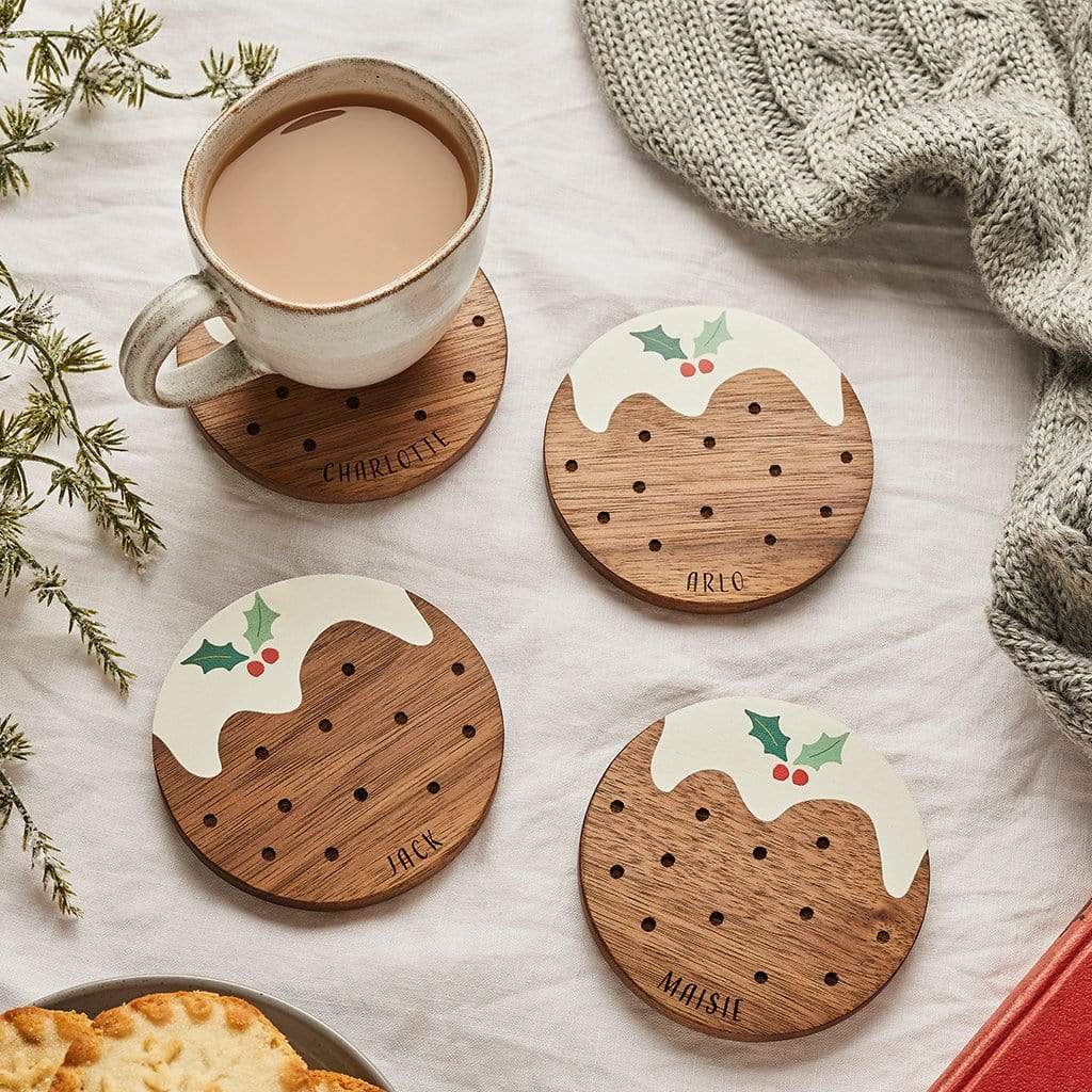 Personalised Christmas Pudding Coaster Set