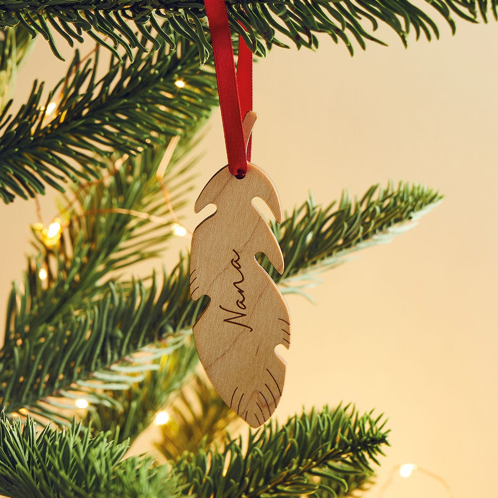 Personalised Wooden Feather Memorial Decoration Create Gift Love