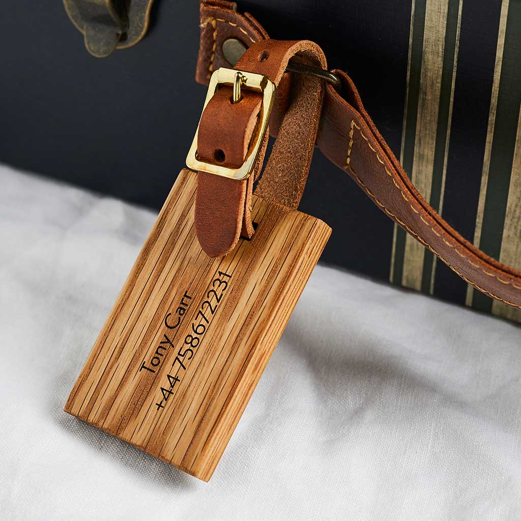 Personalised Wooden Luggage Tag Adventure Create Gift Love
