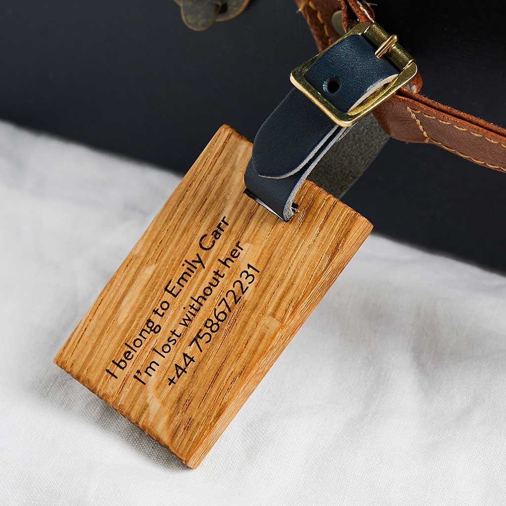 Personalised Wooden Luggage Tag Bon Voyage Create Gift Love