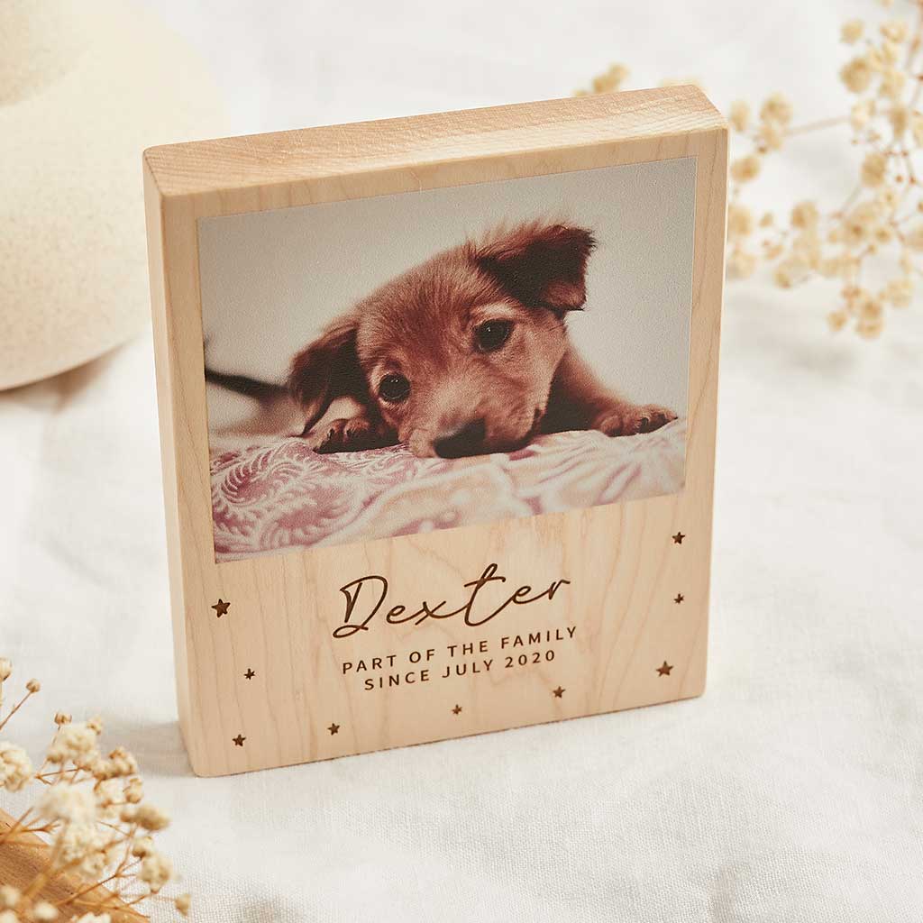Personalised Wooden Photo Block With Pet Name Create Gift Love
