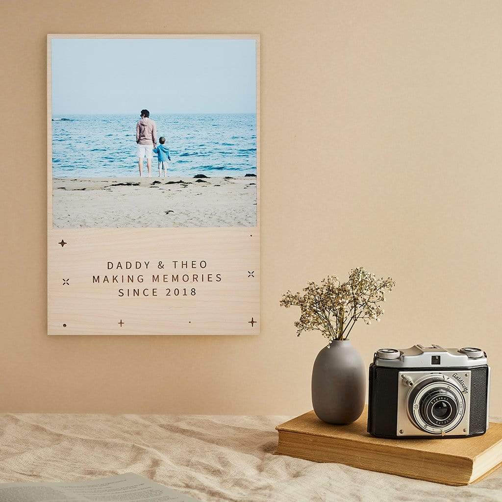 Personalised Wooden Photo Wall Print with Message Create Gift Love