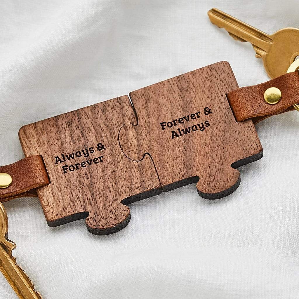 Personalised Wooden Wedding Keyring Set Create Gift Love