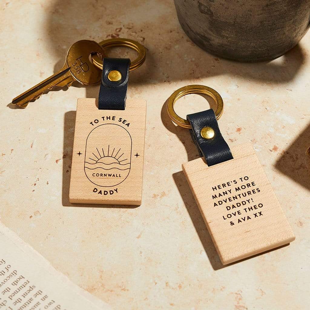 'To the Sea' Personalised Wooden Keyring Create Gift Love
