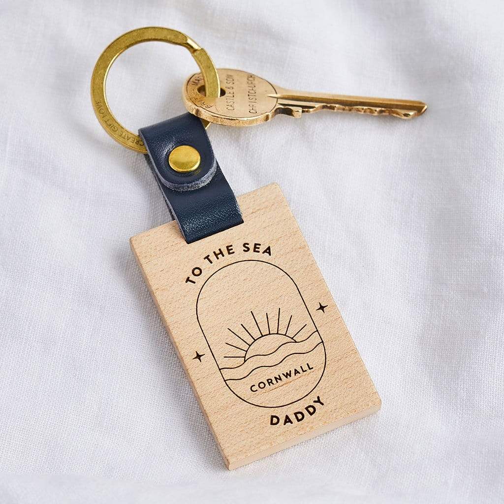 'To the Sea' Personalised Wooden Keyring Create Gift Love